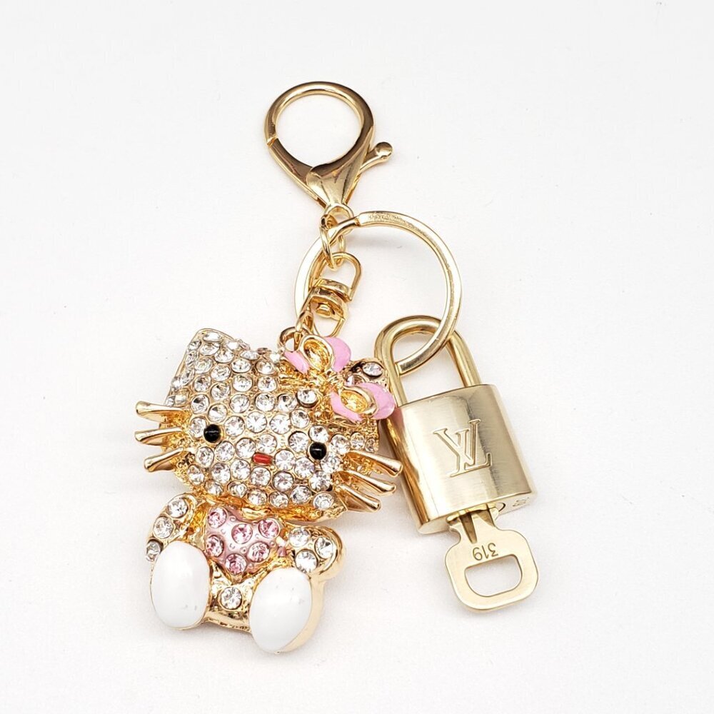 LV Gold Padlock 🔑 Authentic Louis Vuitton Charm + Unbranded Hello Kitty Charm - Picture 6 of 8